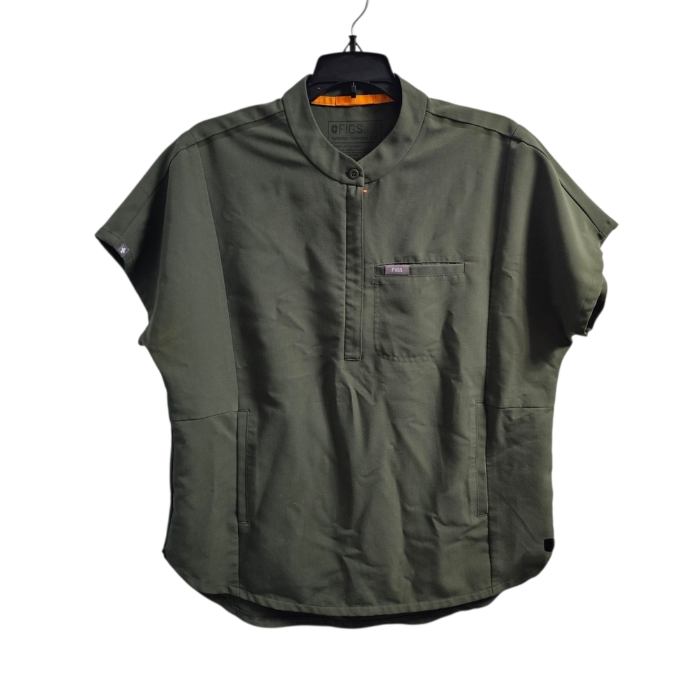 FIGS Montex Classic Mock Neck Scrub Top Medium Green